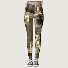 Leggings Rectángulos estirados marrones, de madera beige