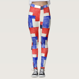 Leggings Rectángulos Rojo Azul Blanco sin foco