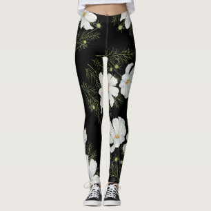 Leggings Recubrimiento botánico de las flores de cosmos bla