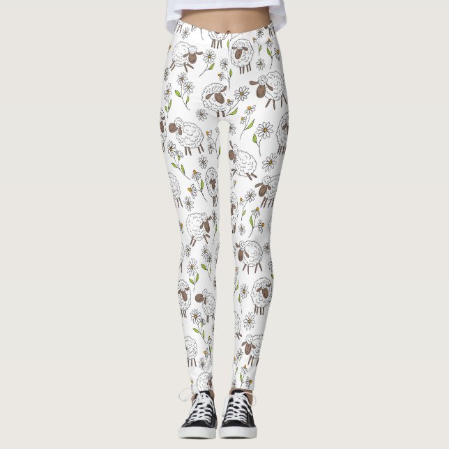 Leggings Recuento de ovejas en blanco (Anverso)