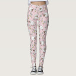 Leggings Recuento de ovejas en el algodón con caramelo rosa<br><div class="desc">Hojas de doodle y margaritas pintadas a mano</div>