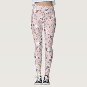 Leggings Recuento de ovejas en el algodón con caramelo rosa