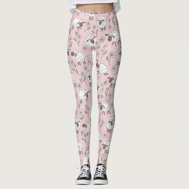 Leggings Recuento de ovejas en el algodón con caramelo rosa (Anverso)