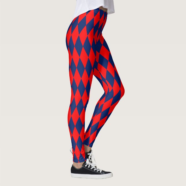 Leggings Red and Blue Harlequin Checkered Design  (Subido por el creador)