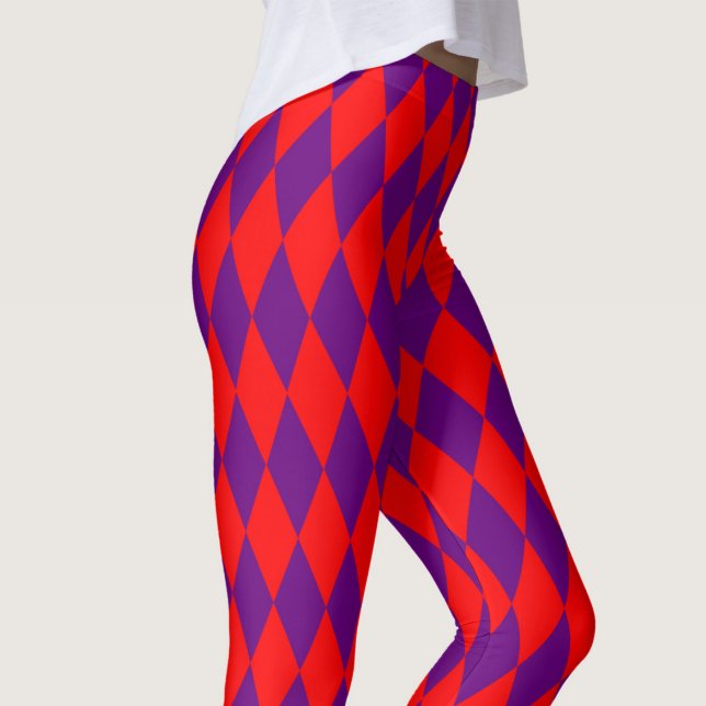 Leggings Red and Purple Harlequin Checkered Design  (Subido por el creador)