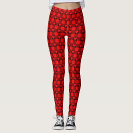 Leggings Red Black Buffalo Heart Plaid