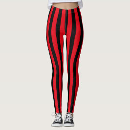 Leggings Red & Black Halloween Stripes Pirate Costume