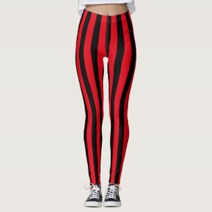 Leggings Red & Black Halloween Stripes Pirate Costume