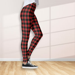 Leggings Red Black Lumberjack Buffalo Plasto