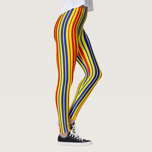 Leggings Red Blue Yellow Stripes Pattern Design  (Derecha)