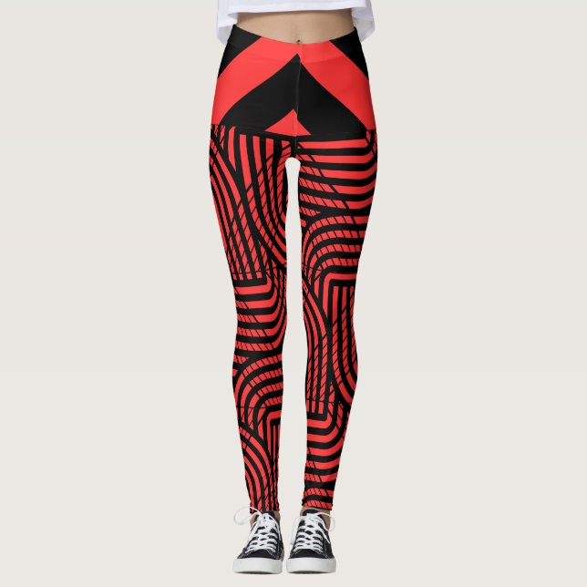Leggings Red de araña roja y negra de Halloween (Anverso)