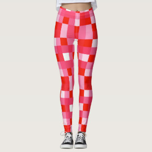 Leggings Red Gingham Mosaic