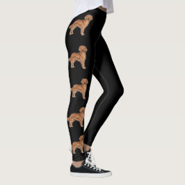 Leggings Red Golden Retriever Cute Cartoon Dogs Black
