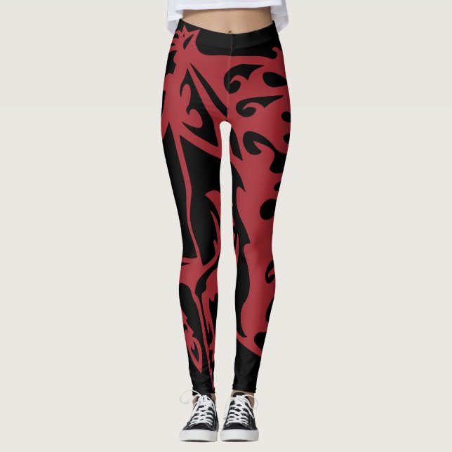 Leggings Red Hot Metallic Pony Horse Stallion Steel Lineart (Anverso)