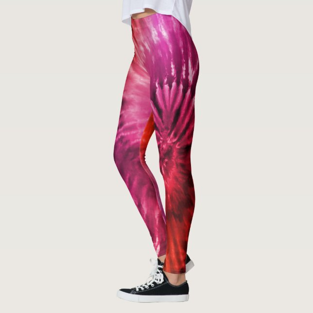 Leggings Red & Magenta Psicodelst Starburst Tie Dye (Izquierda)