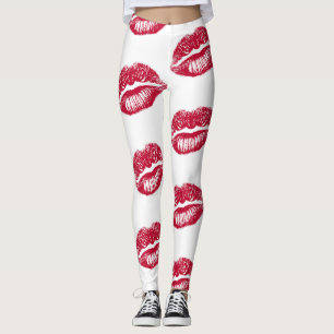 Leggings Red Multi Lips