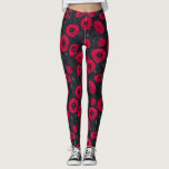 Leggings Red Poppies<br><div class="desc">Flores de amapola,  pintadas a mano en Photoshop,  patrón sin fisuras.</div>