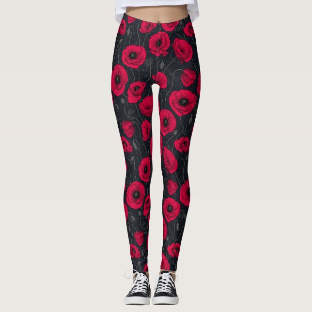 Leggings Red Poppies (Anverso)