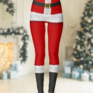 Leggings Red Santa Suit Sra Claus Navidades Disstume Festiv