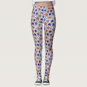 Leggings Red White Blue Stars Pant de yoga de moda