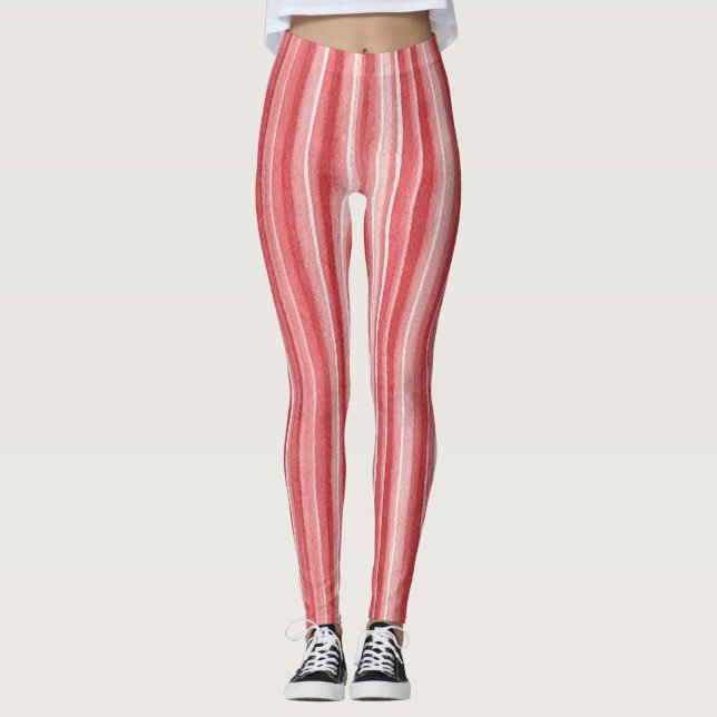 Leggings Red White Blush Pink Stripes (Anverso)