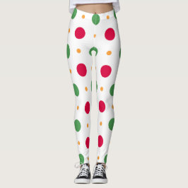 Leggings Red White Green Pattern Holiday Winter Christmas