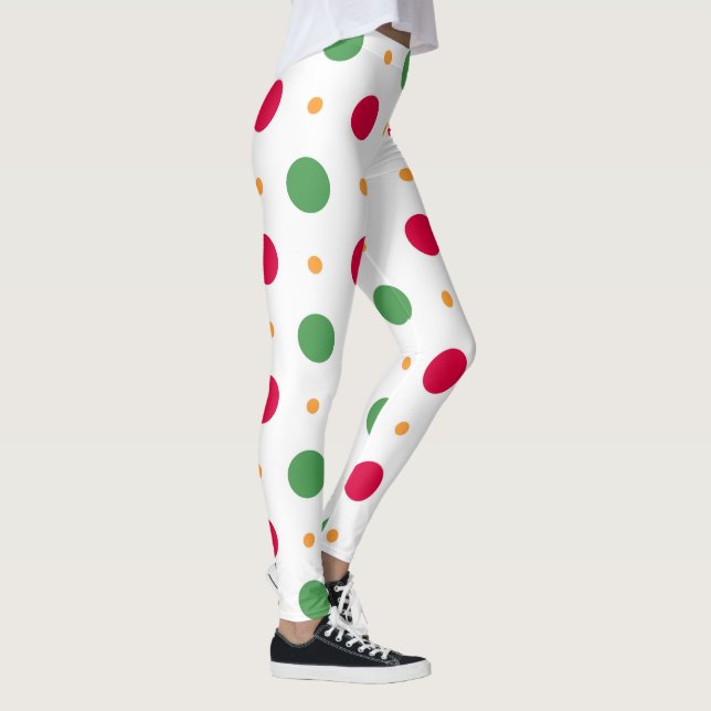 Leggings Red White Green Pattern Holiday Winter Christmas (Derecha)
