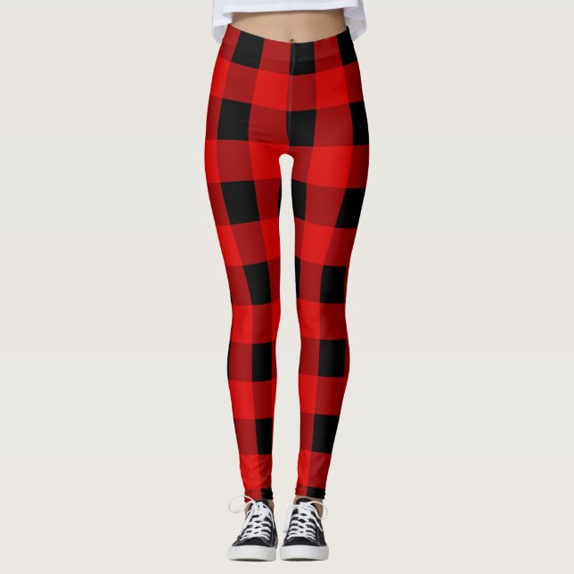 Leggings Red y Black Buffalo Plaid Holiday gingham (Anverso)