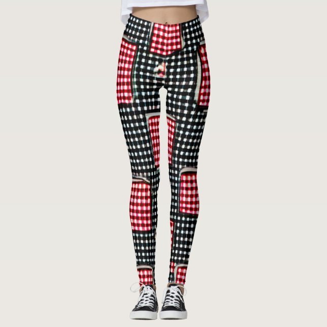 Leggings Red y Black Patch Work Pocket Gingham (Anverso)