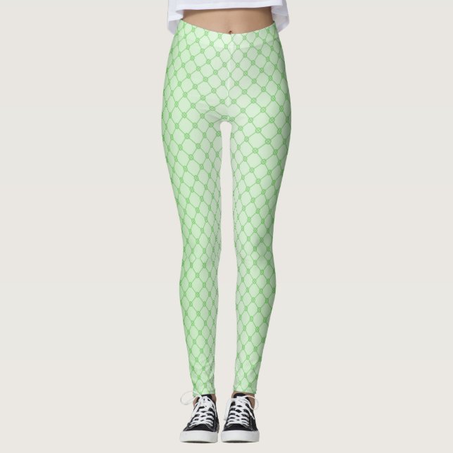Leggings Redes geométricas abstractas de líneas verdes (Anverso)