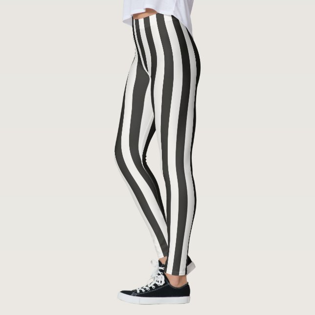 Leggings Referee Striped Classic Black & White Vertical  (Izquierda)