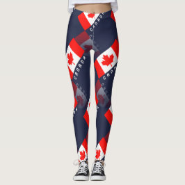 Leggings Reflexión canadiense de la bandera 3D de la hoja