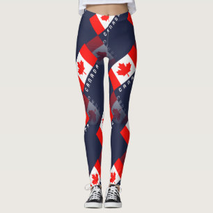 Leggings Reflexión canadiense de la bandera 3D de la hoja