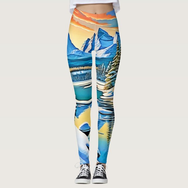 Leggings Reflexión sobre la montaña nevada (Anverso)