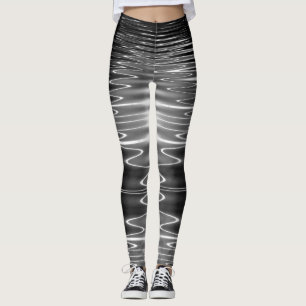 Leggings Reflexiones de Tron sobre el agua negra con onda d