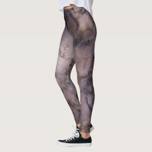 Leggings refresque el marrón de mármol de moda del oro de