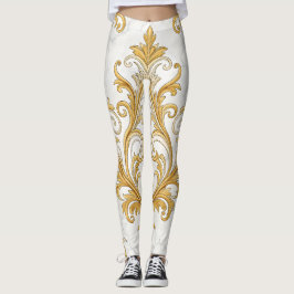 Leggings Regal Marble Seamless Pattern – Gold Baroque 