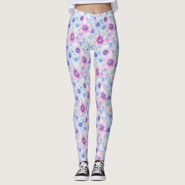 Leggings Regalo de Cumpleaños | Patrón Continuo con Rosa (Anverso)