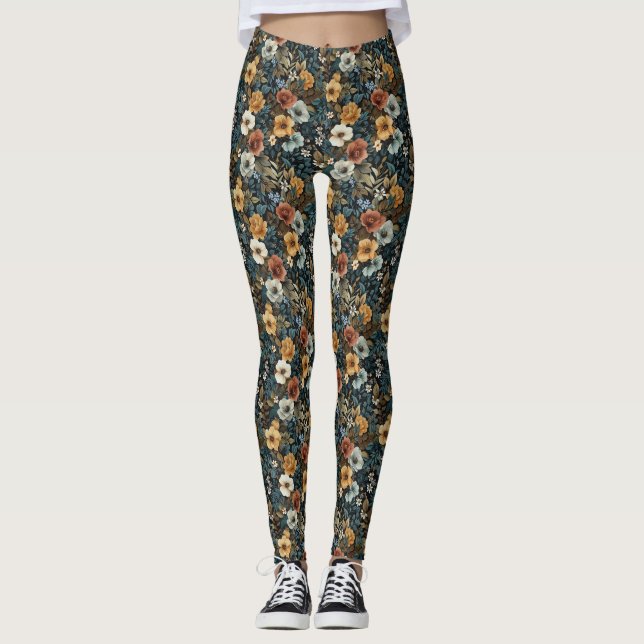 Leggings Regalo de cumpleaños | Patrón floral sin foco (Anverso)