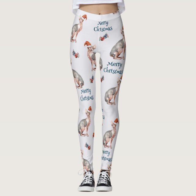 Leggings Regalo de gatos Sphynx para navidades, decoración  (Anverso)