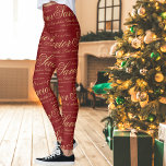 Leggings Regalo de Navidades religiosos cristianos de oro r<br><div class="desc">Añade un toque elegante y significativo a tus Navidades con estas leggings de Navidades rojos y dorados que presentan el versículo de la Biblia Lucas 2:11-12 (porque a ti te toca hoy en la ciudad de David Salvador, que es Cristo el Señor. Y esto os será una señal). Para realizar...</div>