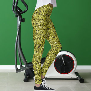 Leggings Regalo de patrón de purpurina gris amarillo marrón