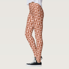 Leggings Regalo de San Valentín Corazones Boho de Terracota