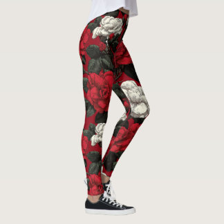 Leggings Regalos de acento de gardenias de ropa activa roja