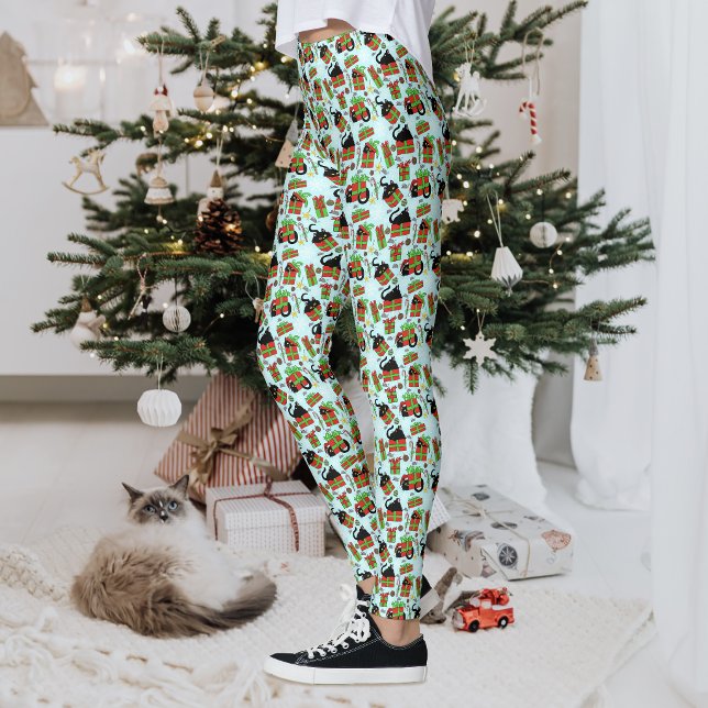 Leggings Regalos De Navidad De Gato Negro. (Subido por el creador)