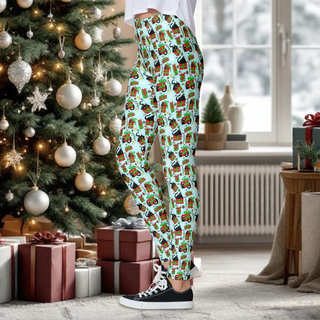 Leggings Regalos De Navidad De Gato Negro. (Subido por el creador)