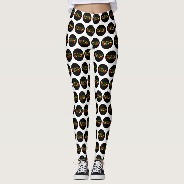 Leggings Reggae Diseño musical, arte de reggae (Anverso)