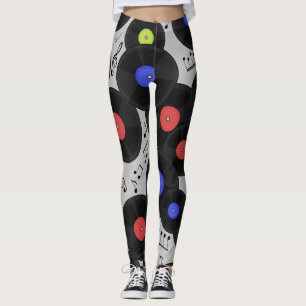 Leggings Registros de vinilo: Patrón de notas musicales