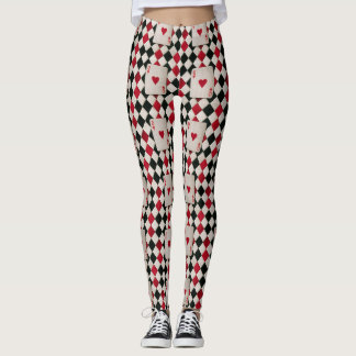 Leggings Reina de Corazones Arlequín Rojo y Negro Gótico