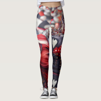 Leggings Reina de Corazones Negra y Roja Moda Única